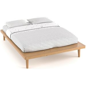 Platform bed in massief dennenhout + beddenbodem, Jimi LA REDOUTE INTERIEURS. Licht hout materiaal. Maten 160 x 200 cm. Kastanje kleur