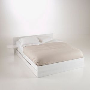 Bed met lattenbodem, lade en legplanken, Crawley LA REDOUTE INTERIEURS. Licht hout materiaal. Maten 160 x 200 cm. Wit kleur