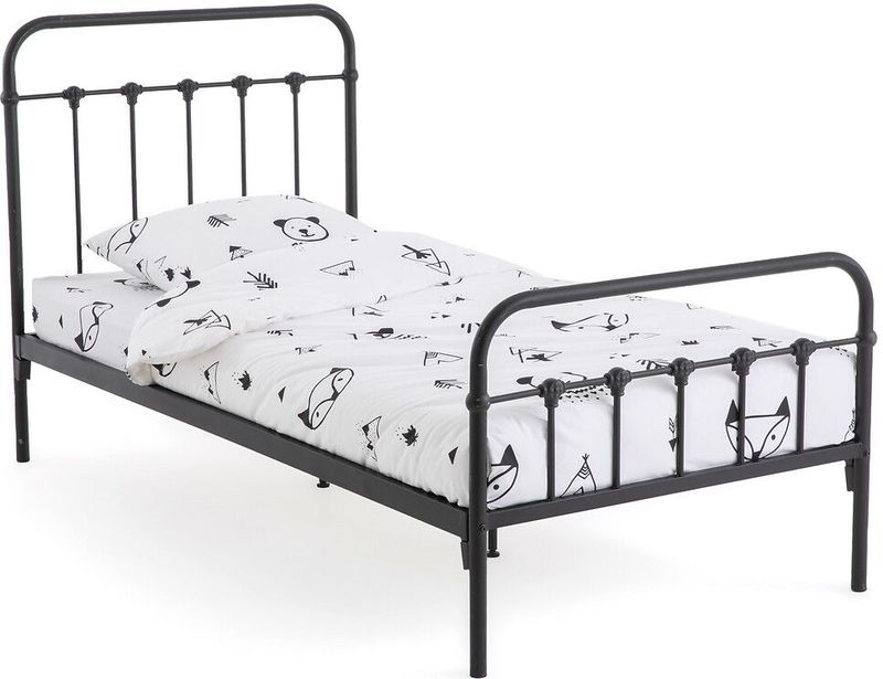 Kinderbed met spijlen, Asper LA REDOUTE INTERIEURS. Metaal materiaal. Maten 90 x 190 cm. Zwart kleur
