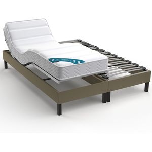 Elektrische relax bedbodem LA REDOUTE INTERIEURS. Multiplex materiaal. Maten 2 x 70 x 190 cm. Kastanje kleur