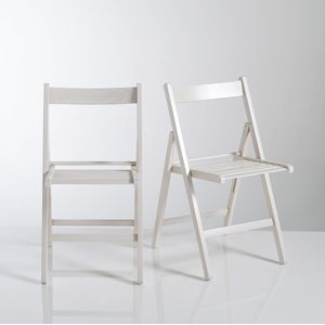 Set van 2 plooibare stoelen, massief beukenhout, Yann SO'HOME. Hout materiaal. Maten één maat. Wit kleur
