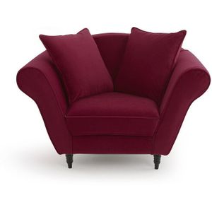 Fauteuil in fluweel, Lipstick LA REDOUTE INTERIEURS. Fluweel materiaal. Maten 1-zit. Violet kleur