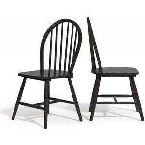 Set van 2 stoelen met spijlen, Windsor LA REDOUTE INTERIEURS. Hout materiaal. Maten één maat. Zwart kleur