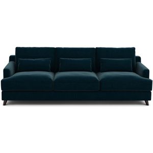 Bank in fluweel, Alwine AM.PM. Fluweel materiaal. Maten 4-zit. Blauw kleur