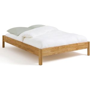 Bed in massief eikenhout met lattenbodem, Zulda LA REDOUTE INTERIEURS. Hout materiaal. Maten 140 x 190 cm. Kastanje kleur