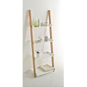 Badkamer wandrek in laddervorm, 4 legplanken, Lindus