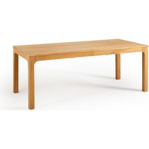 Tafel in massief eikenhout met verlengstukken Théadora AM.PM. Hout materiaal. Maten 12 personen. Kastanje kleur