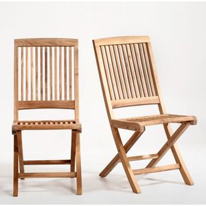 Set van 2 plooibare stoelen, teak LA REDOUTE INTERIEURS. Licht hout materiaal. Maten één maat. Beige kleur