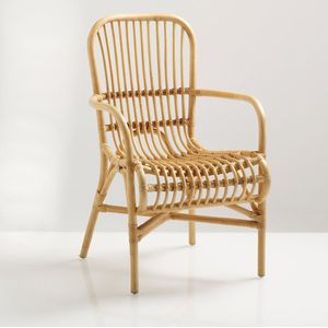 Malu - Tafelfauteuil - Rotan - Beige - Handgevlochten - Mat Zwart