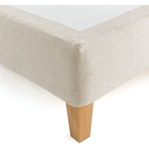 Bedrand in hoes model, Gram, gewassen linnen/katoen AM.PM.  materiaal. Maten 2 x 80 x 200 cm. Beige kleur