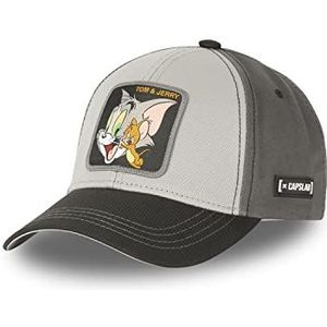 [ X ] Capslab Tom and Jerry honkbalpet voor dames en heren, origineel en authentiek design, zwart, grijs, roze, maat TU, grijs, eenheidsmaat, grijs.