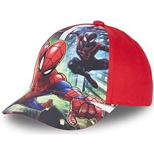 Marvel Spider Man kinderpet, baseballpet voor jongens, verstelbaar en origineel, Rood, 52