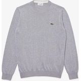 Lacoste - Monochrome Katoenen Crewneck Sweater - Lichtgrijs Melange - Herentrui