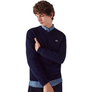 Lacoste - Sweatshirt - Blauw - Katoen - V-Hals Chevron Logo