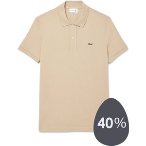 Lacoste, Tops, Heren, Beige, L, Katoen, Essentiële slim fit piqué polo in Beige