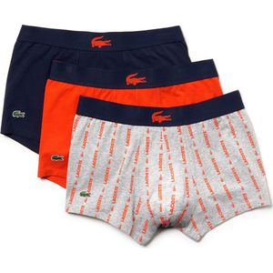 Lacoste - Heren 3-pack Trunk - Grijs/Rood/Navy - Katoen