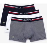 LACOSTE - Boxershorts - Wit - Gestreept - Marine - Katoen - Set van 3
