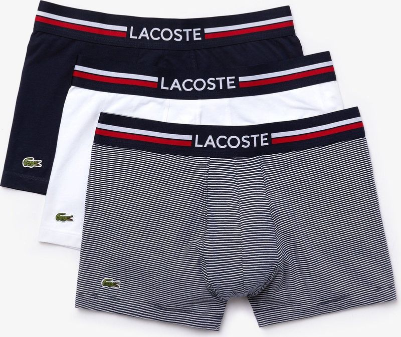 LACOSTE - Boxershorts - Wit - Gestreept - Marine - Katoen - Set van 3