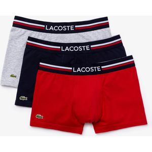 Lacoste Boxer Trunks 3-Pack - Rood, Grijs en Blauw