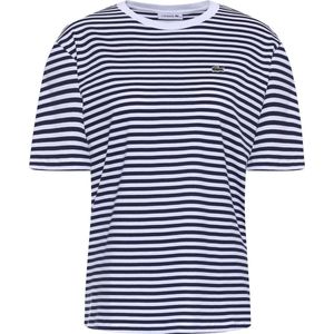 Lacoste - Maat 40 - Dames T-shirt - Navy Blue/White
