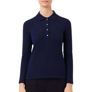 Lacoste - L.12.D Slim Piqué Polo - Blauw - Dames - Lange Mouwen
