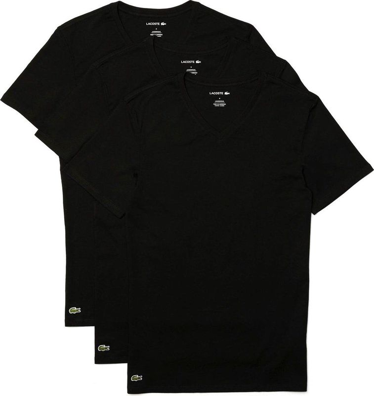 Lacoste - 3-pack Ondershirt - Zwart - Regular Fit - 100% Katoen