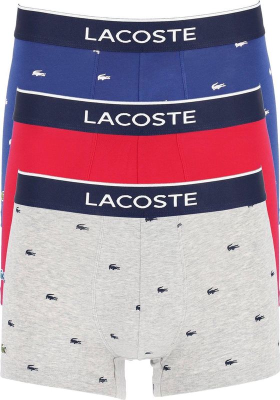 Lacoste - Casual - Boxershorts - Rood/Navy Blauw/Gevlamd Grijs - Katoen