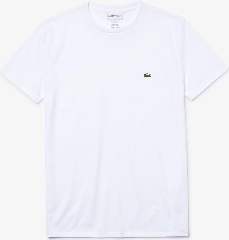 Lacoste - TH6709 - T-Shirt - Wit - 100% Katoen - Ronde Hals - Aansluitende Pasvorm