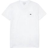 Lacoste - TH6710 - T-Shirt - Wit - 100% Katoen - V-hals - Aansluitende Pasvorm