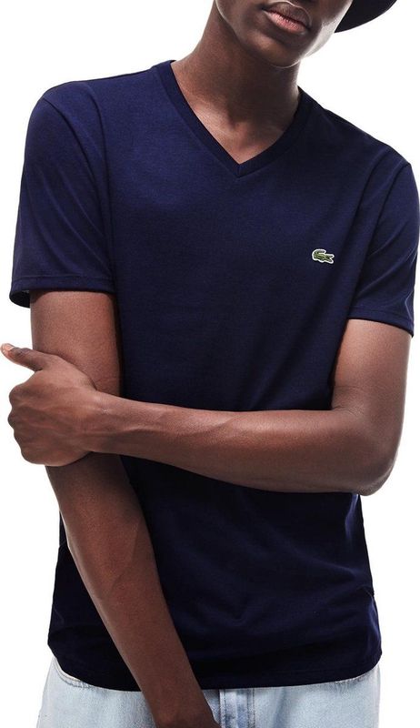 Lacoste - TH6710 - T-Shirt - Marine Blauw - Katoen - V-hals