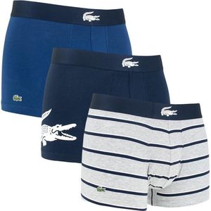 LACOSTE - Set van 3 Boxershorts - Blauw - Zwart - Grijs - Katoen