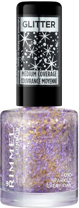 Rimmel London - Glitter Top Coat - Mauve en Gouden Glitters - Heldere Basis