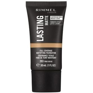 Vloeibare Foundation Lasting Matte Rimmel London Kleur 203-echt beige