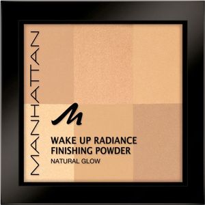 Manhattan Wake Up Radiance Finishing Powder, in de kleur 001 ivoor, voor een natuurlijke gloed op de huid, verkrijgbaar in 2 kleuren