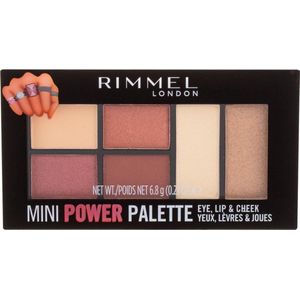 Rimmel - Mini Power Palette - Oogschaduw Palette - 006 Fierce - 4 Oogschaduw Kleuren, 1 Lip Kleur, 1 Wangen Kleur