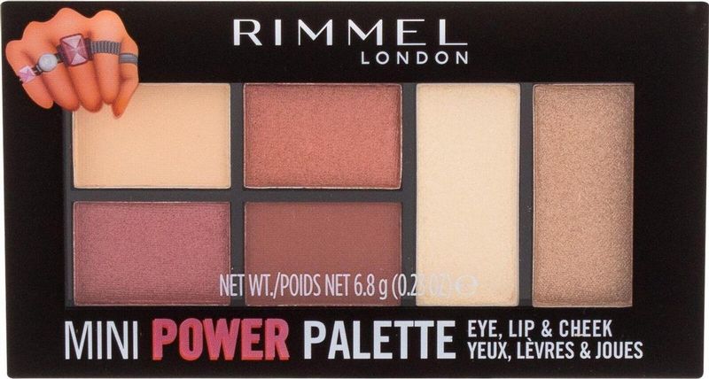 Rimmel - Mini Power Palette - Oogschaduw Palette - 006 Fierce - 4 Oogschaduw Kleuren, 1 Lip Kleur, 1 Wangen Kleur