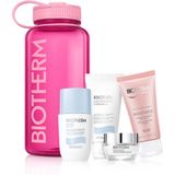 Biotherm - Pink Drop 4 Hydratatie-Essentials - 75ml Deo Pure Roll On - 50ml Lait Corporel - 50ml Biosource Nettoyant - 15ml Aquasource Hydra Barrier - Roze Sportwaterfles