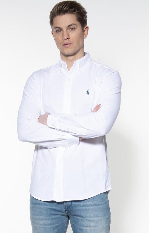 Polo Ralph Lauren  Overhemd Wit Heren Maat L - 710-654408 ST 003 - All Season - 100% Katoen