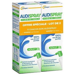 AUDISPRAY ADULT - Regelmatige hygiëne van het oor – 100% natuurlijk gezuiverd zeewater – gemaakt in Frankrijk – spray 50 ml – 2 stuks