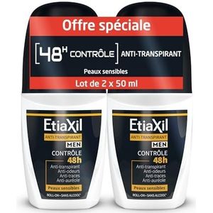 Etiaxil Deodorant Mannen Anti-Transpirant 48H Controle Roll-On Set van 2 x 50 ml