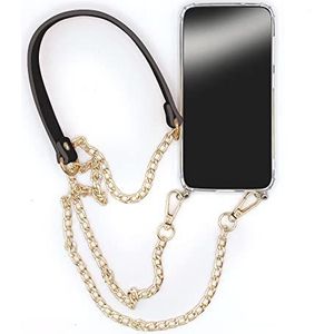 Transparante beschermhoes voor Samsung Galaxy A33 5G, met omhangband en schouderriem, zwart