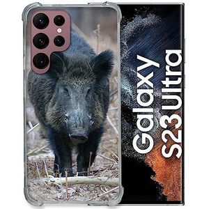 Cokitec Coque Renfocée en Verre Trempé pour Samsung Galaxy S23 Ultra Chasse Sanglier Pin
