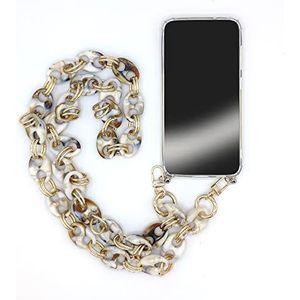 Transparante versterkte beschermhoes voor Honor Magic 5 Lite met schouderriem/koord, ringen, marmer, wit/bruin