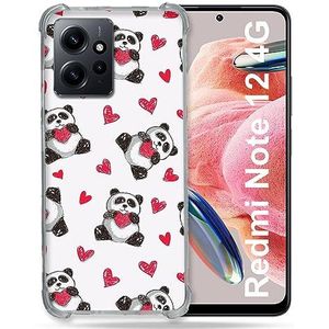 Versterkte hoes van gehard glas voor Xiaomi Redmi Note 12 4G Animal Panda Hart