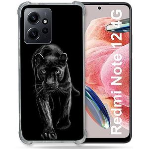 Cokitec Coque Renforcée en Verre Trempé pour Xiaomi Redmi Note 12 4G Animal Panthère Noire