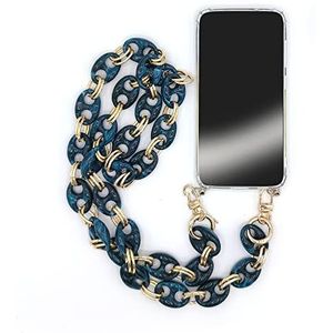 Transparante beschermhoes met gehard glas voor Xiaomi Redmi Note 12 4G, lanyard/koord ringen blauw en goud