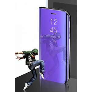 Beschermhoes met spiegel voor Xiaomi Redmi 9C, luxe, standfunctie, violet