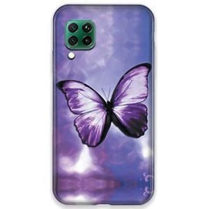 Beschermhoes voor Huawei P40 Lite, vlinders, violet en wit