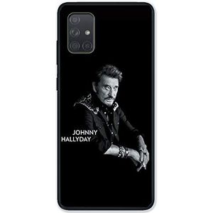 Beschermhoesje voor Samsung Galaxy A51, motief: Johnny Hallyday, zwart