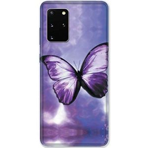 Beschermhoes voor Samsung Galaxy S20 Plus, vlinders, violet en wit